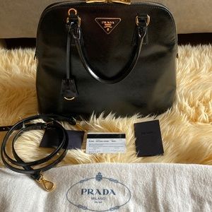 Prada Saffiano Vernice Top Handle Bag